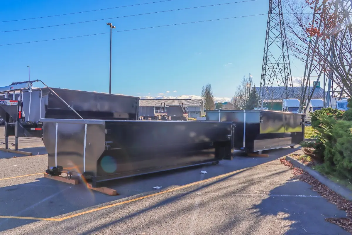 Roll-off dumpster ready for waste disposal at job site for 10 Yard Dumpster Rental in Hornell